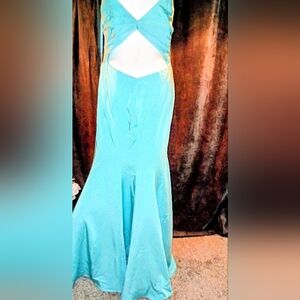 Elegant Teal Cut-Out Maxi Dress